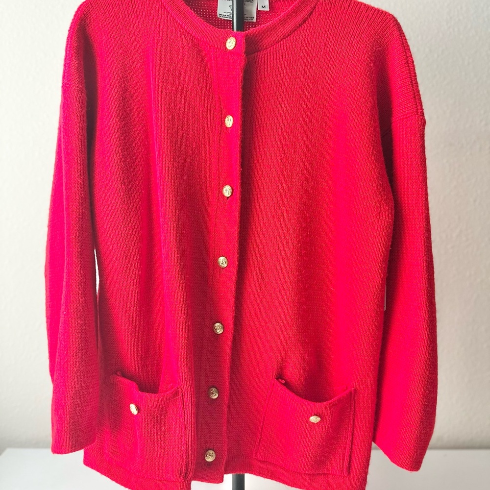 Vintage College Point Red Button Up Cardigan